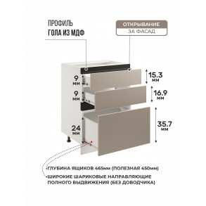 Арко Кашемир Гола Шкаф нижний 3 ящика 600