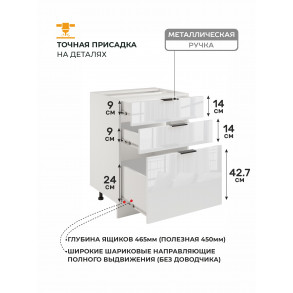 Арко Нео Белый Глянец Шкаф нижний 3 ящика 600
