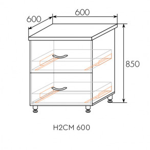 Эстель шкаф нижний 2 ящика Н2СМ 600 (скр. монт.)