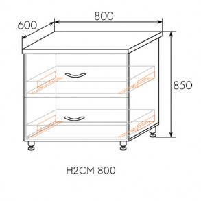Эстель шкаф нижний 2 ящика Н2СМ 800 (скр. монт.)