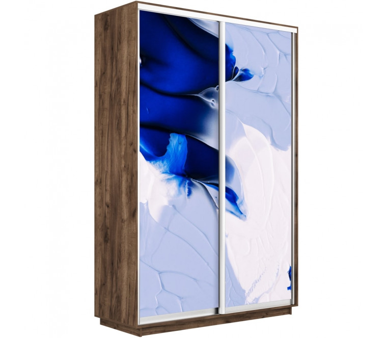Шкаф-купе Дуо фото Абстракция бело-голубая 1400 new декор